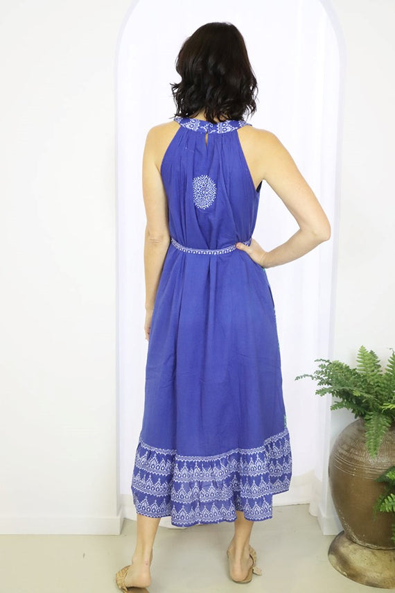 Romi Hi-Lo Halter Dress Ocean